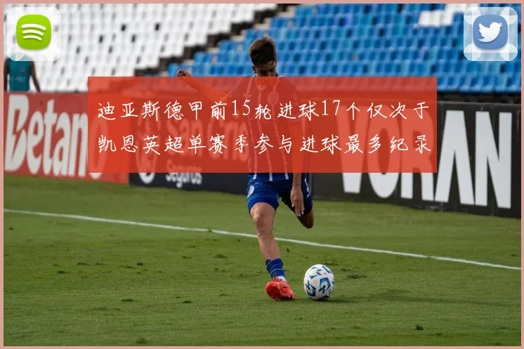 迪亚斯德甲前15轮进球17个仅次于凯恩英超单赛季参与进球最多纪录为18个